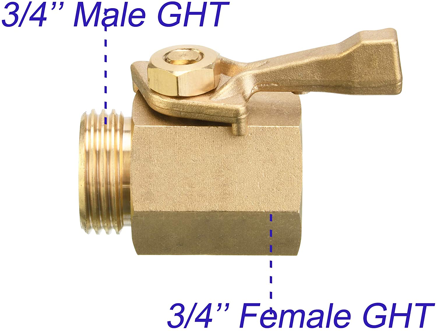 Heavy Duty Brass Garden Hose Shut Off Valve， 3/4 Inch