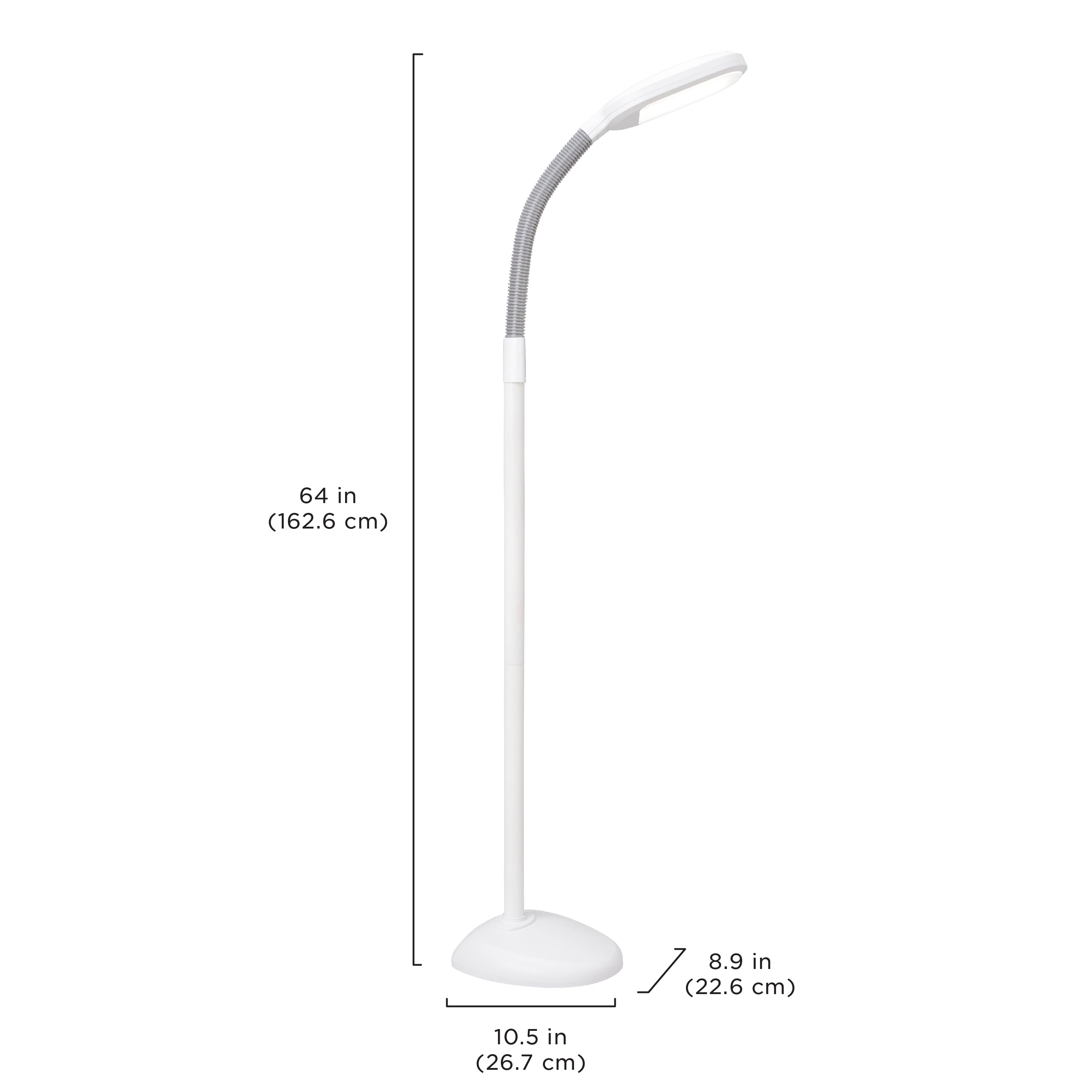 Verilux® SmartLight Full Spectrum LED Modern Floor Lamp with Adjustable Brightness, Flexible Gooseneck and Easy Controls - Reduces Eye Strain and Fatigue - Ideal for Reading, Artists, Craft (Black)