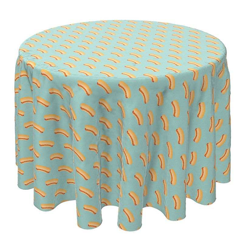 Round Tablecloth， 100% Cotton， 60 Round， Hotdog Design