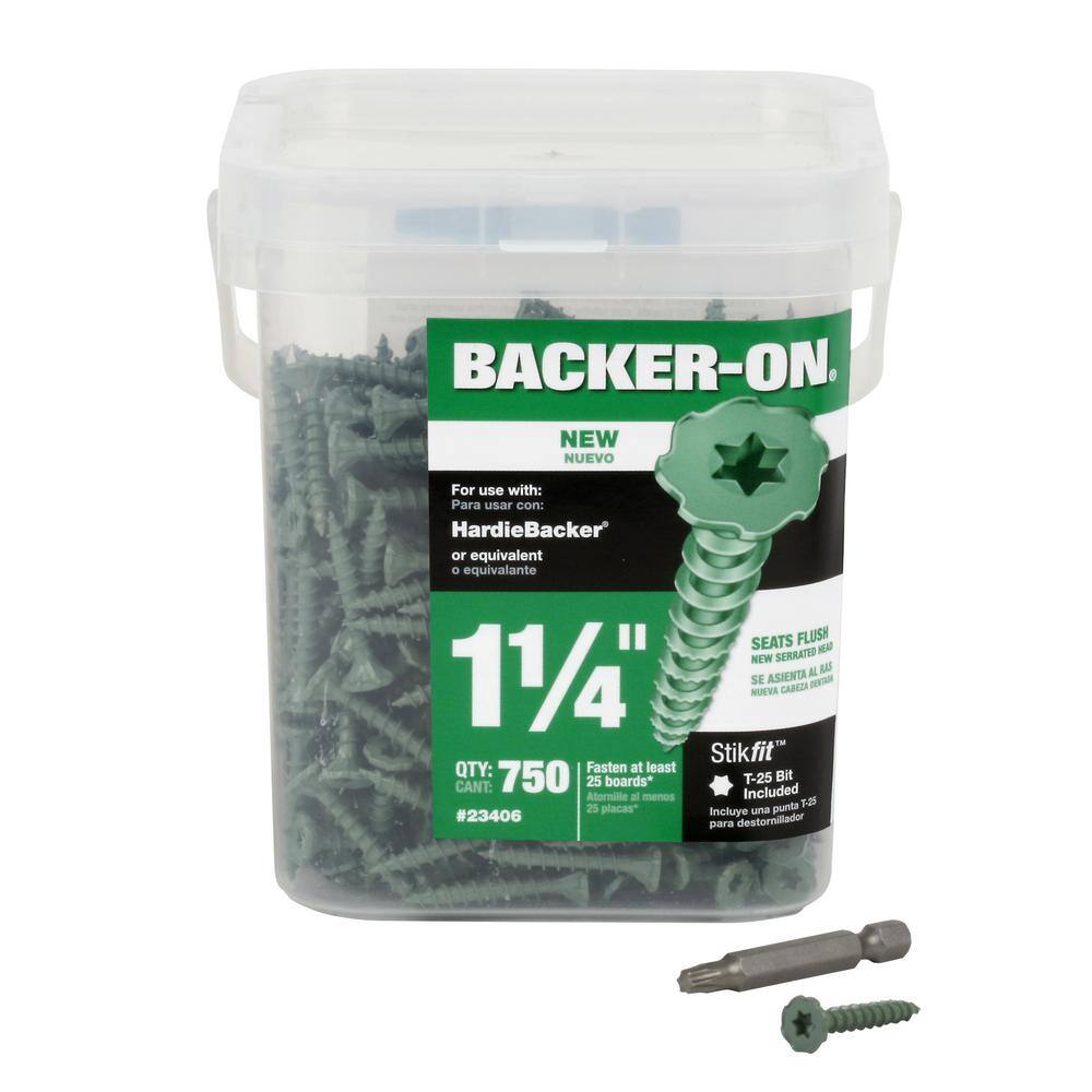 Backer-On #9 x 1-14 in. Serrated Flat Head Star Drive Cement Board Screws (750-Pack) 23406