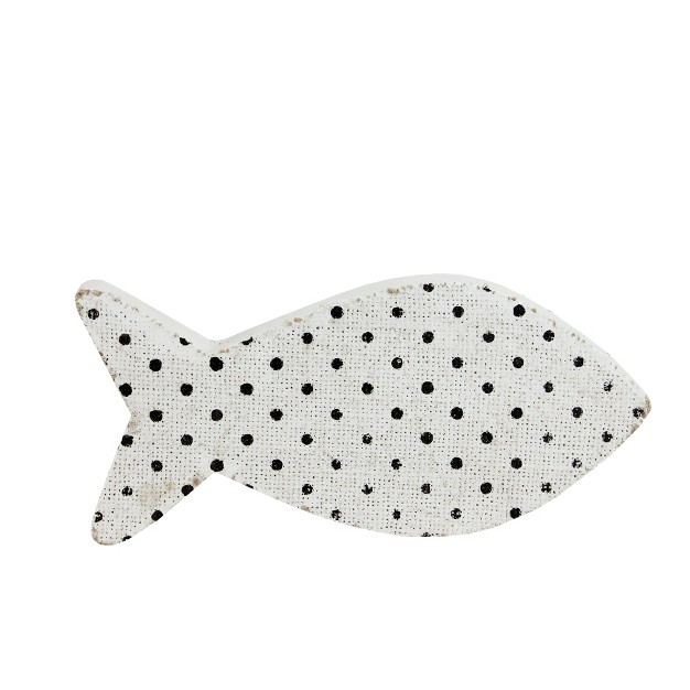 Northlight 10 Cape Cod Inspired Table Top White And Black Polka Dot Fish Decoration