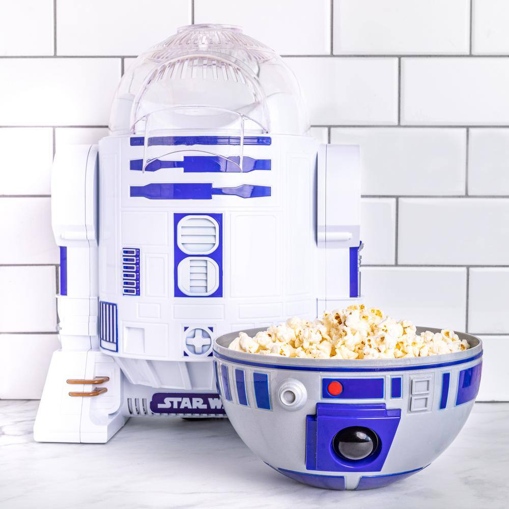 Uncanny Brands 2 oz. Kernel Capacity in BlueWhite with Fully Operational Droid Kitchen Appliance Star Wars R2D2 Popcorn Maker POP-SRW-R2D2