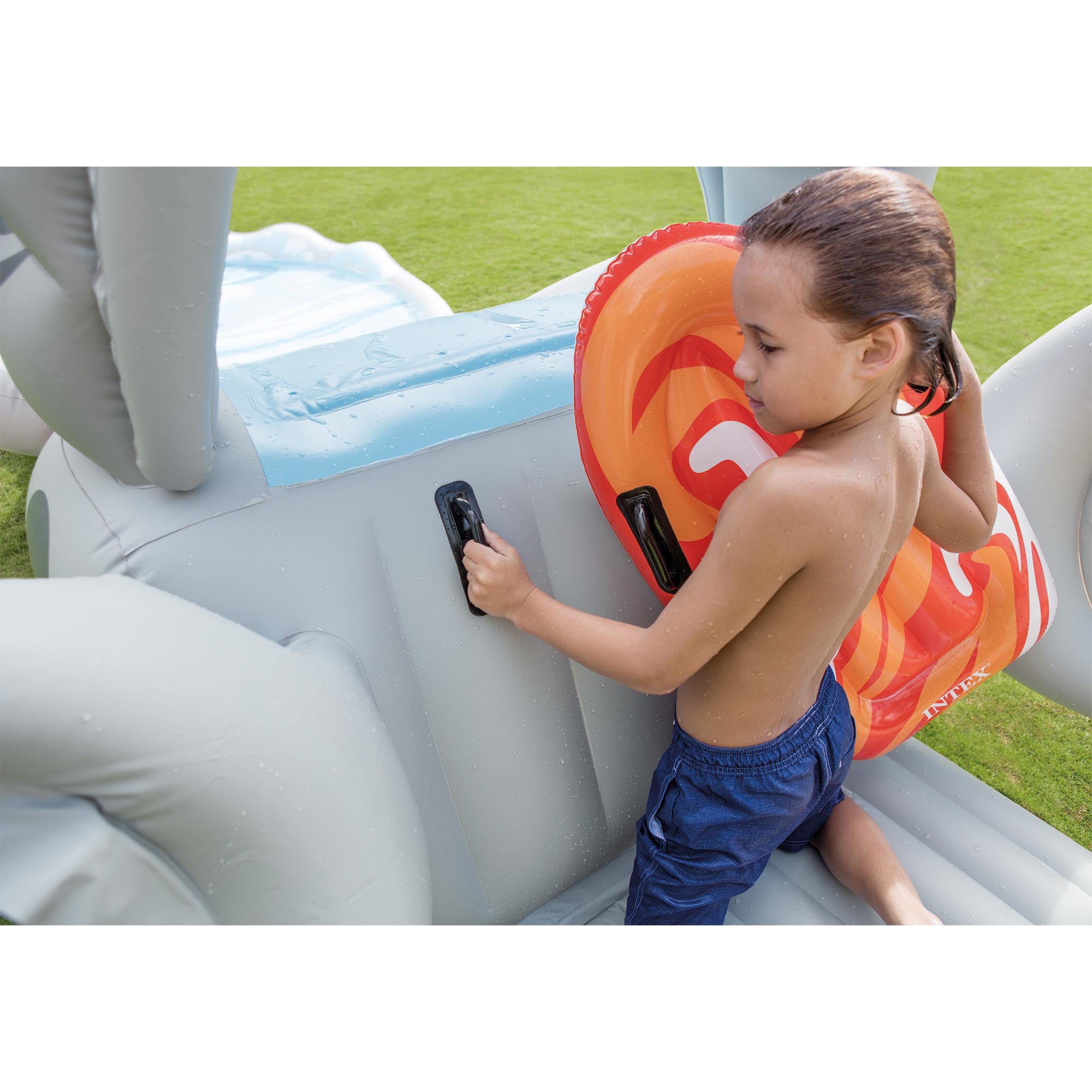 Intex Inflatable Backyard Water Slide with Surf Riders & Electric Air Pump