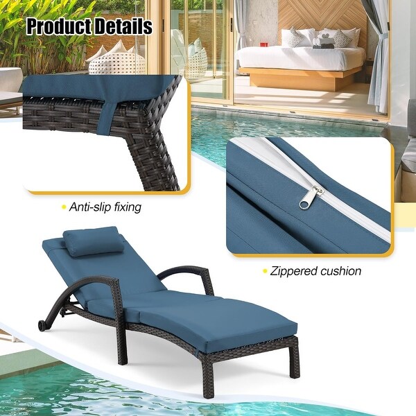 EROMMY Outdoor Patio Lounge Chair，Adjustable Recliner Outdoor Lounge Chairs，Multiple Colors Available