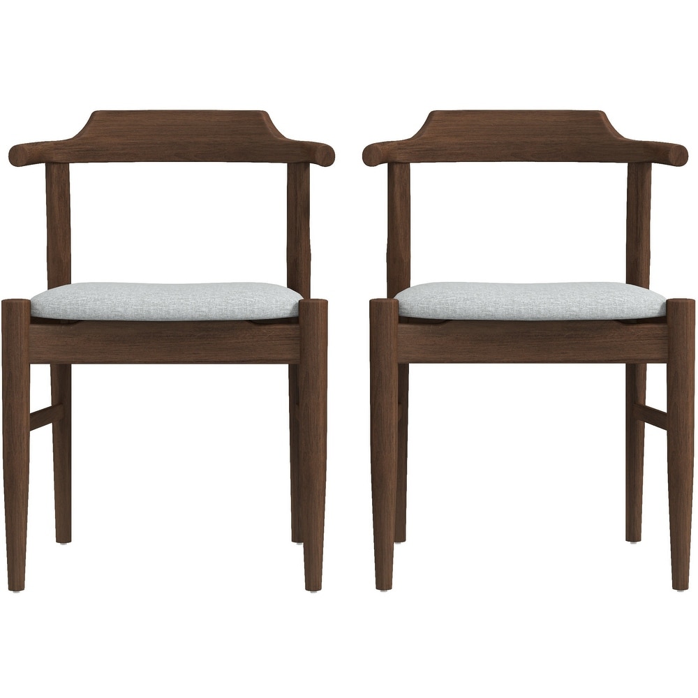 Zidane Grey Fabric and Medium Brown Wood Dining Chairs (Set of 2)   0