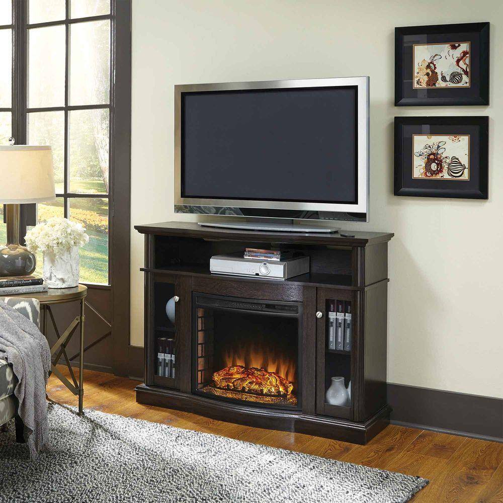 Pleasant Hearth Elliott 47 in. Media Electric Fireplace TV Stand in Merlot 248-44-34M-KIT