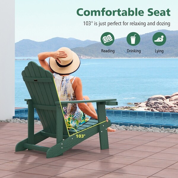 Gymax Patio HIPS Outdoor Weather Resistant Slatted Chair Adirondack