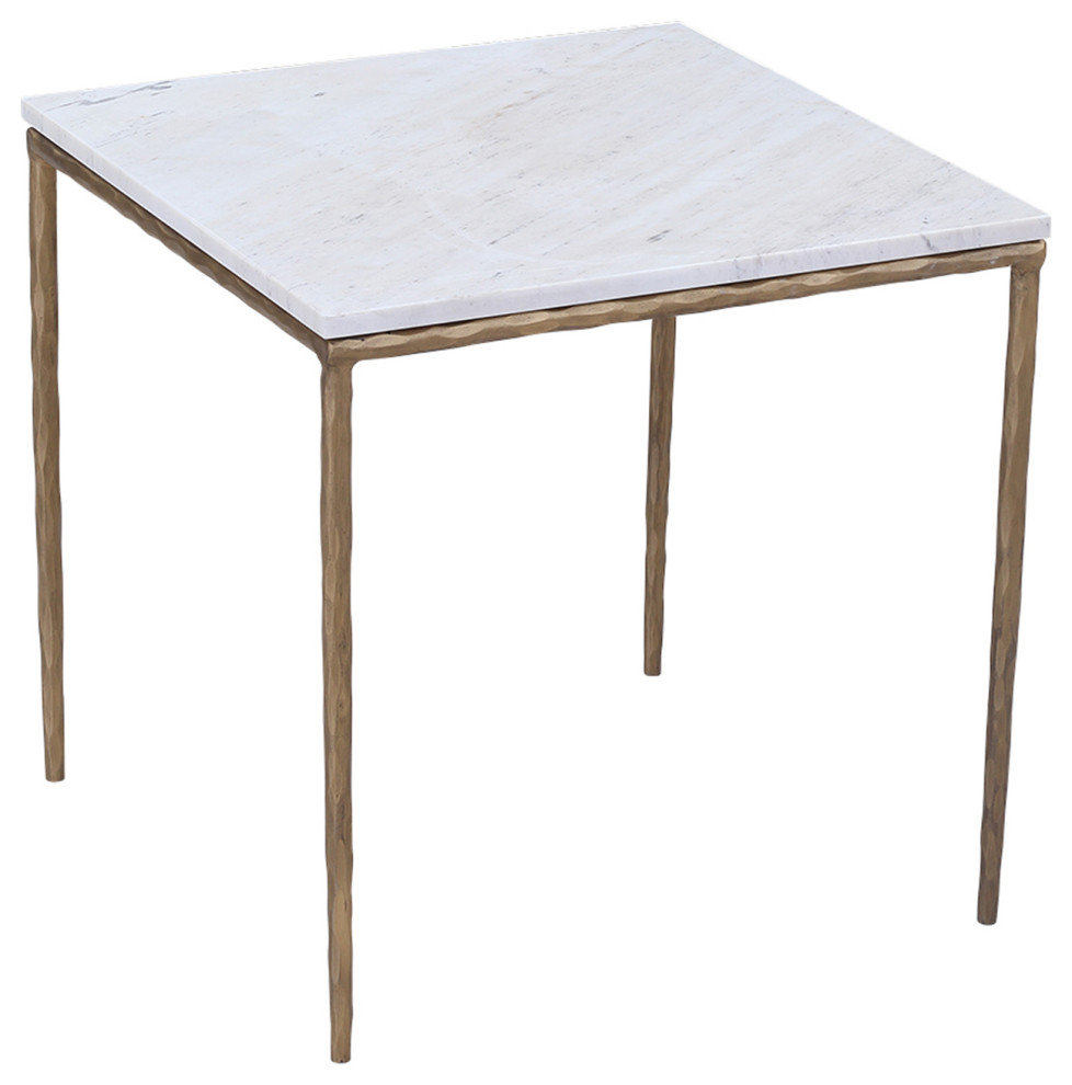 White Marble  ampBrass Finish Side Table   Transitional   Side Tables And End Tables   by Design Mix Furniture  Houzz