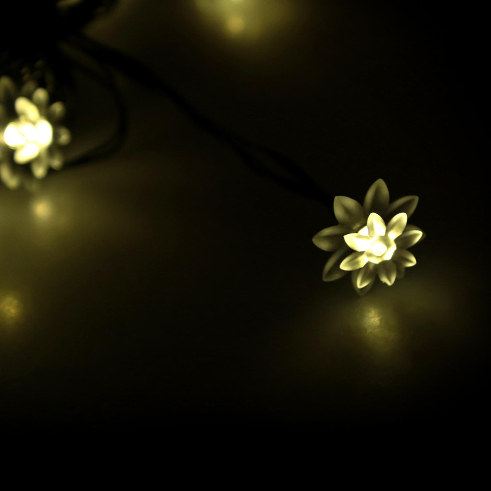 Solar Powered Energy 5m 20leds Warm White Flower String Fairy Light Outdoor Lamp 2 Diverse Lighting Effects Built-in 600mah High Capacity Rechargeable