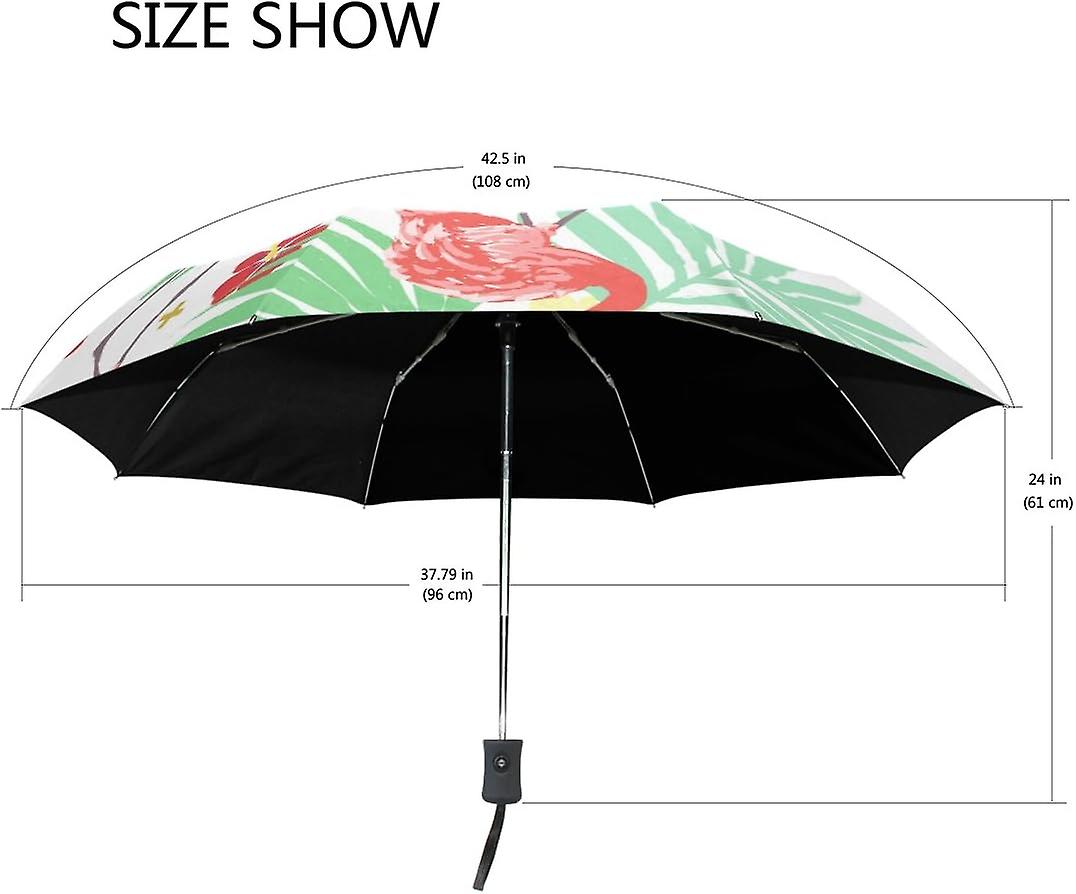 Top Carpenter Exotic Flamingo Palm Hibiscus Flower Anti Uv Windproof Travel Umbrella Parasol With Auto Open/close Button