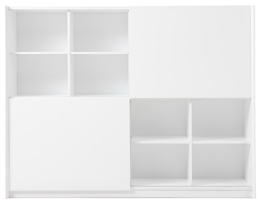 79” Modern Jackson White Matte Lacquer Bookcase Open Shelving Hidden Storage   Contemporary   Bookcases   by Zuri Furniture  Houzz