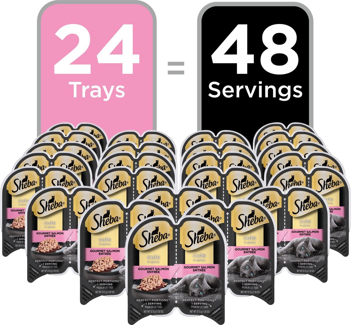 Sheba Perfect Portions Grain-Free Gourmet Salmon Cuts in Gravy Entree Cat Food Trays