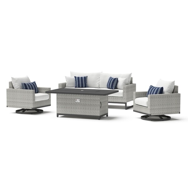 Milo Grey 4 Piece Sunbrella Outdoor Patio Motion Fire Set