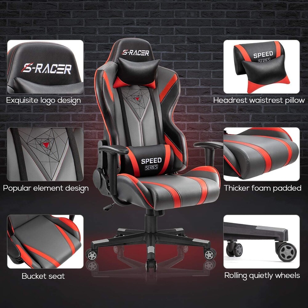 Homall Gaming Chair Racing Office Chair High Back PU Leather Computer Desk Chair Executive and Ergonomic Swivel Chair