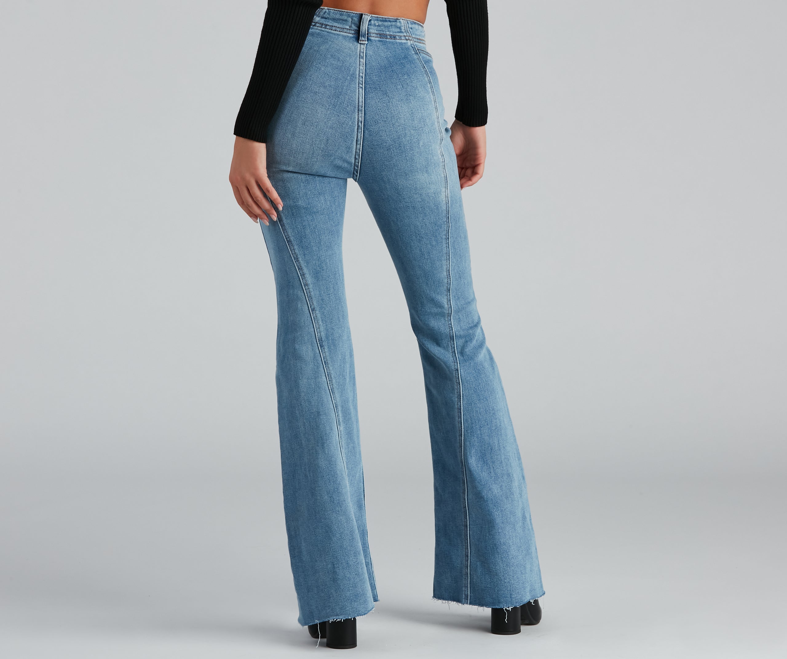 High-Rise Flared Straight-Leg Jeans