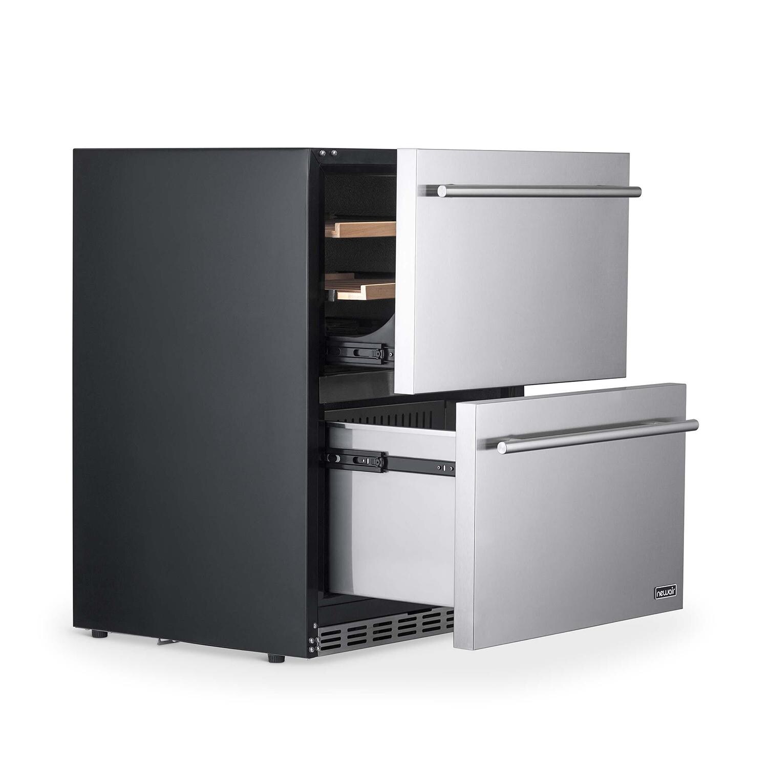 NewAir 24-Inch 4.1 Cu. Ft. Built-in 20 Bottle and 80 Can Dual Drawer Wine and Beverage Fridge