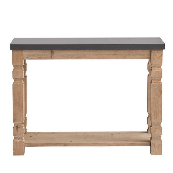 42 Inch Console Sideboard Table， Wood Frame， Concrete Top， Modern， Gray - 15.7L x 41.9W x 31.1H， in inches