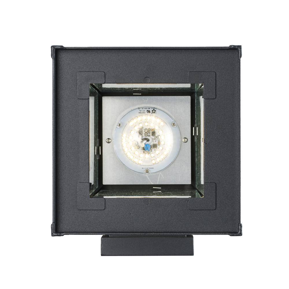 Home Decorators Collection Mauvo Canyon Black Dusk to Dawn Large LED Outdoor Wall Light Fixture with Seeded Glass L-06005-DEL