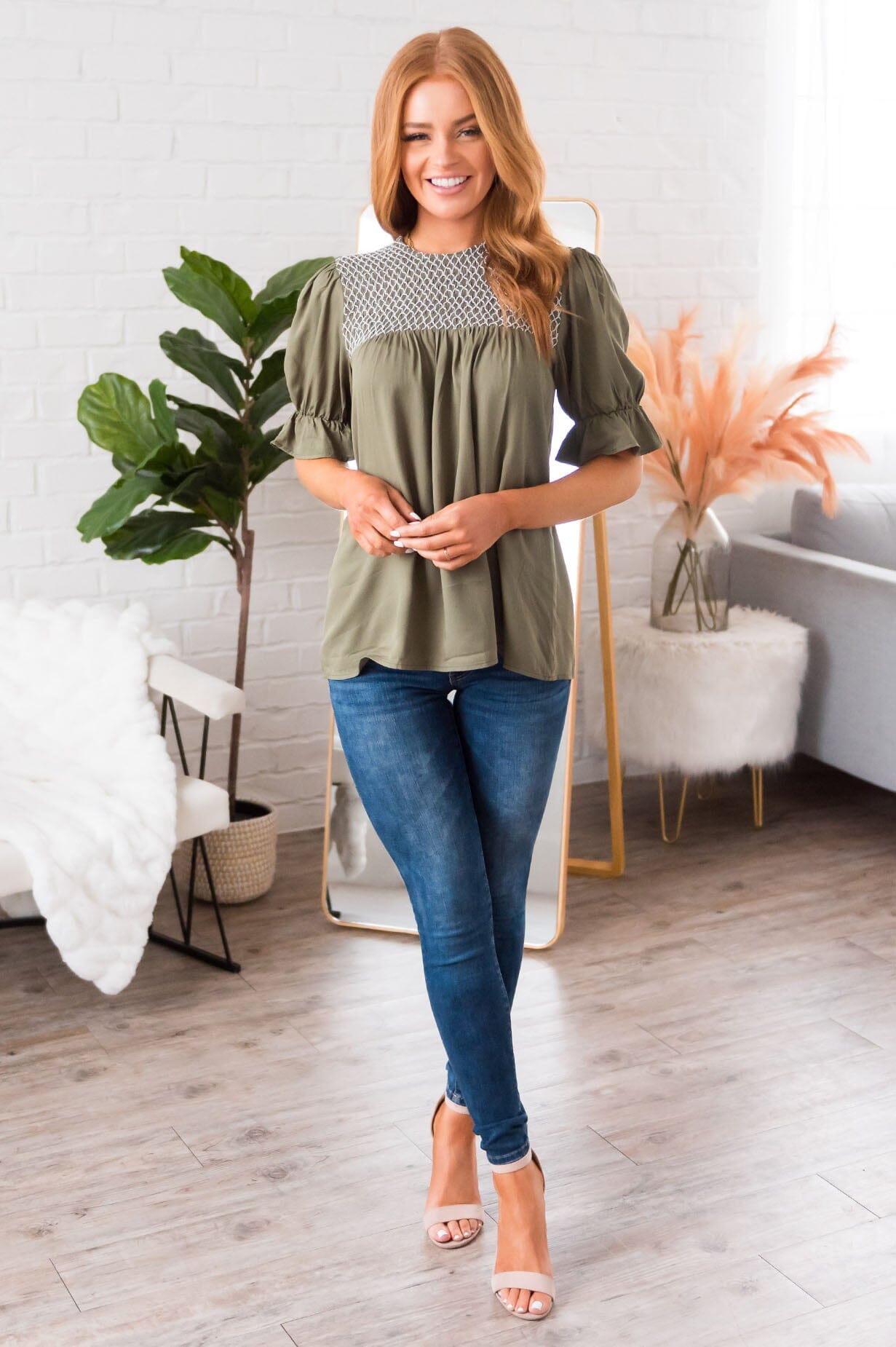 Drift Away Embroidered Modest Blouse