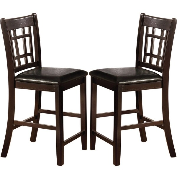 Espresso Counter Height Dining Stools with Black Upholstered Seats (Set of 2) - Set of 2