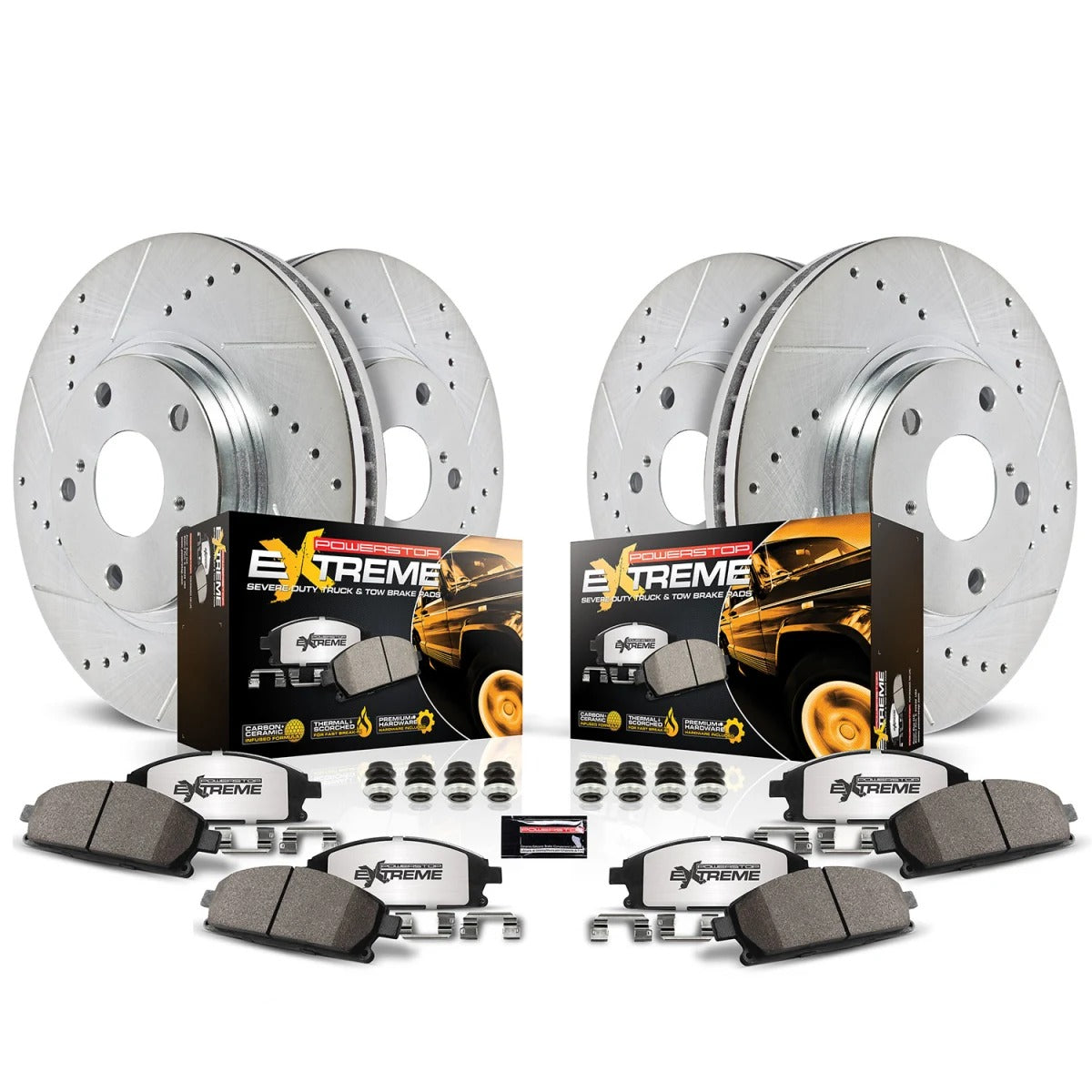 Powerstop 2011 Ram 2500 – Front and Rear Z36 Truck Carbon-Fiber Ceramic Brake Pad and Drilled & Slotted Rotor Kit