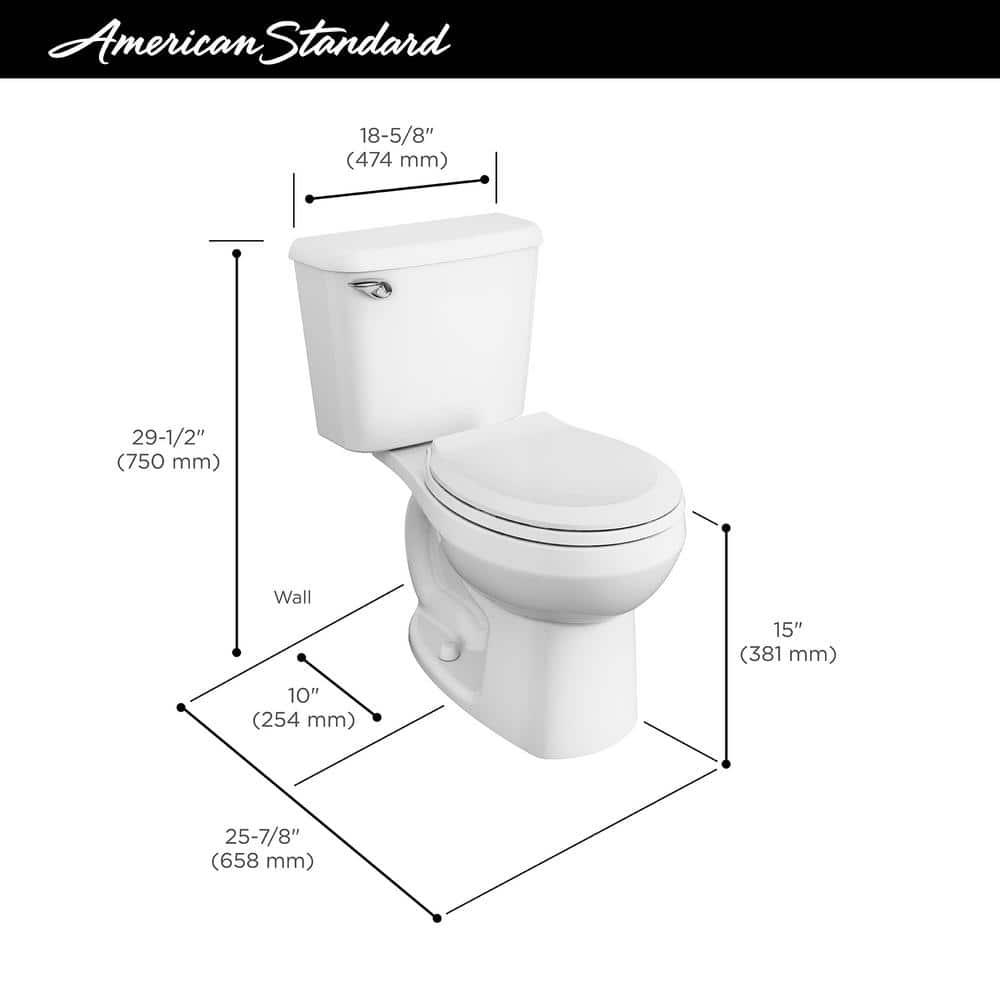 American Standard Reliant 10 in RoughIn 2Piece 128 GPF Single Flush Round Toilet in White Seat Included