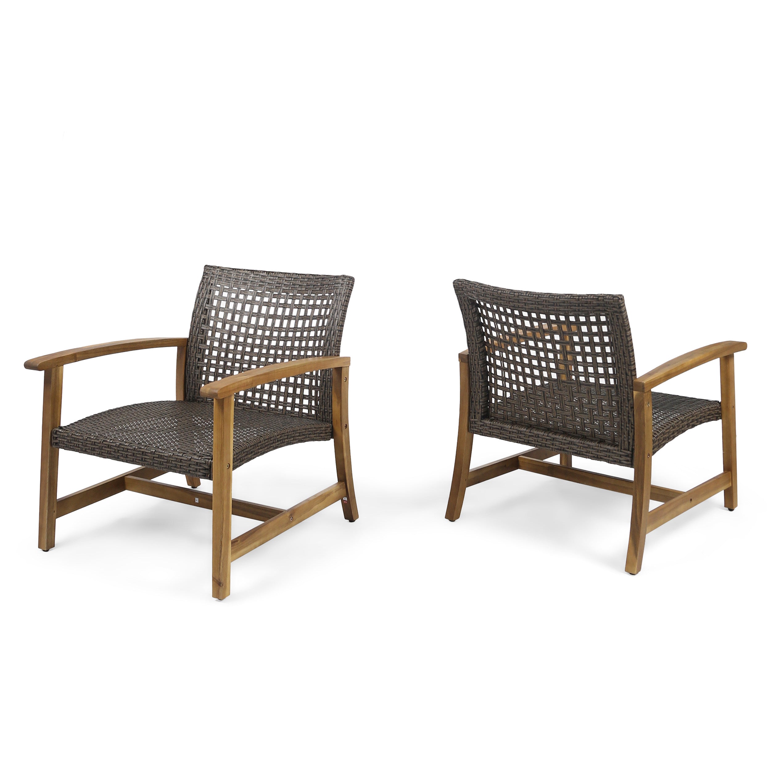 Viola Outdoor Wood and Wicker Club Chairs