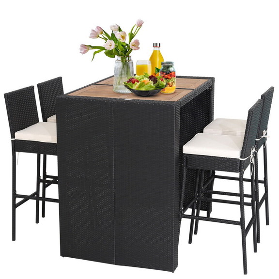 Costway 04368972 5 Pieces Patio Acacia Wood Dining...