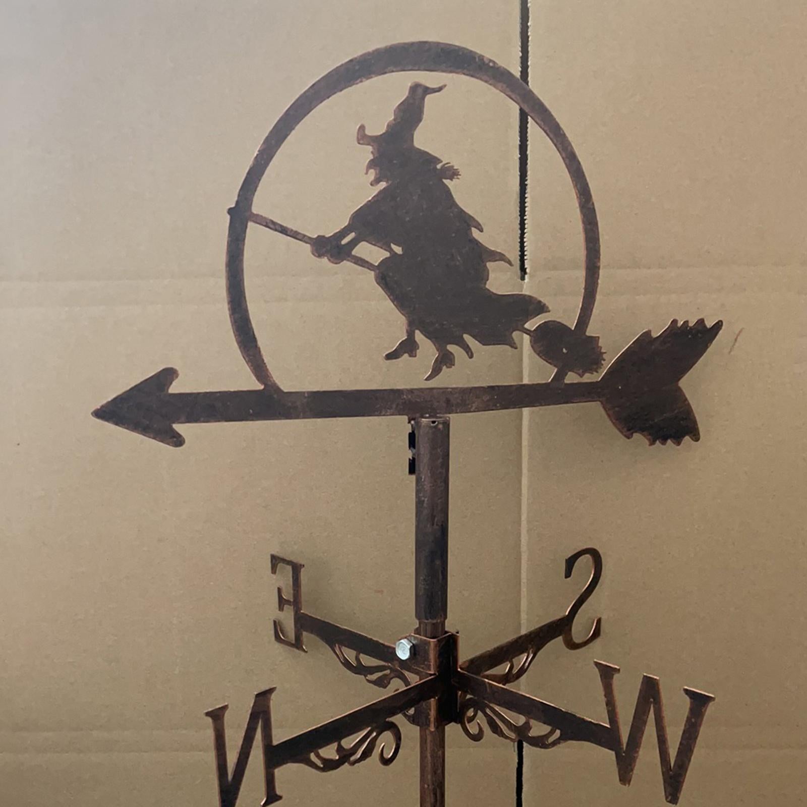 Wind Vane Flying Witch Black Stainless Steel Weathervane Outdoor European-Style Iron Roof Garden Outdoor Yard Decoration