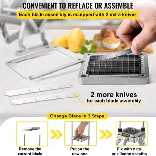 VEVOR Replacement Chopper Blade 38 in. 3 PCS French Fry Blade Assembly Stainless Steel Dicer Parts and Push Block FKTHQC338INCH3QKXV0