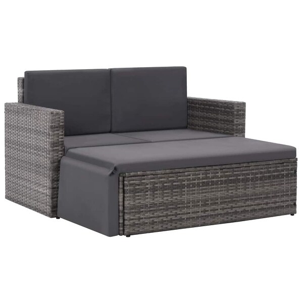 2 Piece Garden Lounge Set with Cushions Poly Rattan Gray - Overstock - 35108056