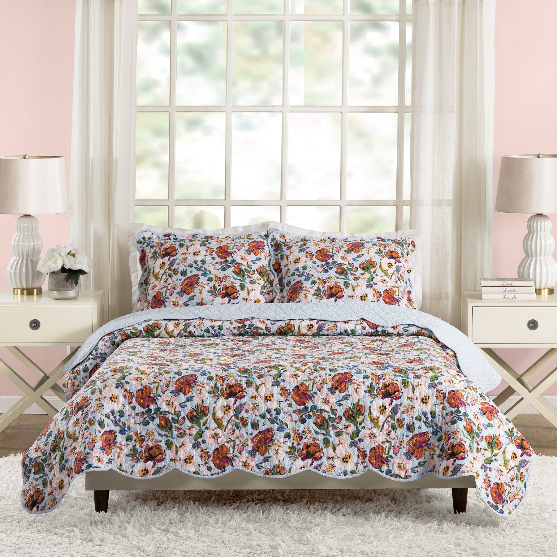 Sea Air Floral Quilt Set, King