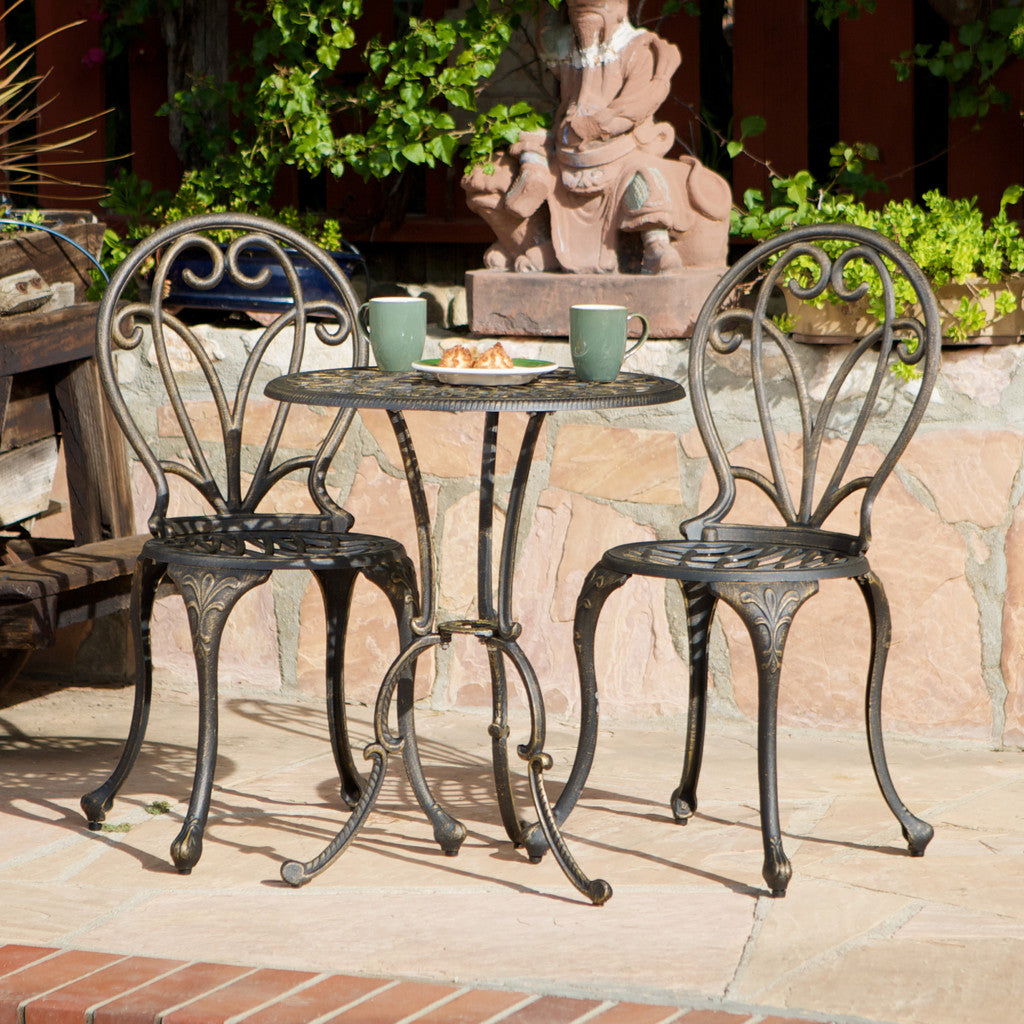 Windsor Dark Gold Cast Aluminum 3-piece Bistro Set