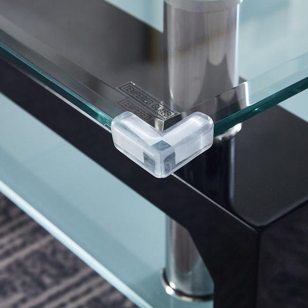 Tempered Glass Top Rectangular Double-Layer Coffee Table