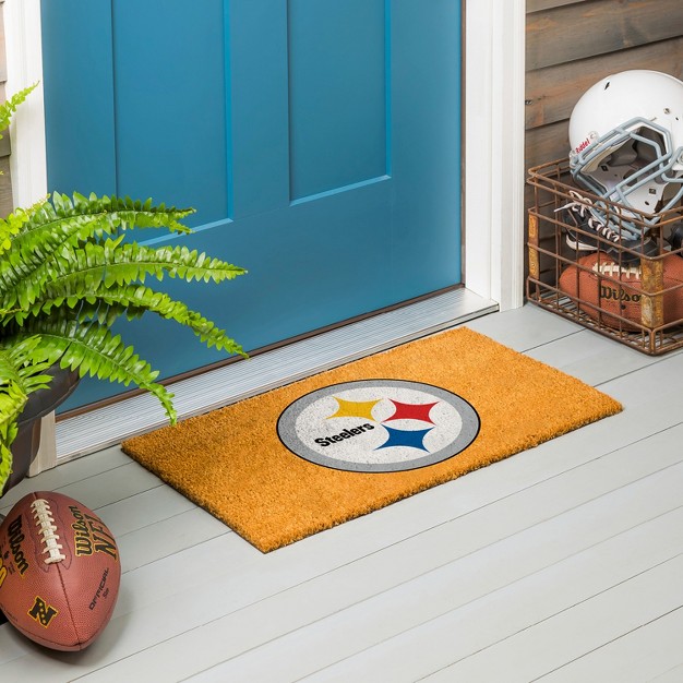 Evergreennflpittsburgh Steelers Logo Natural Coir 28 X 16 Inches Indoor Outdoor Doormat