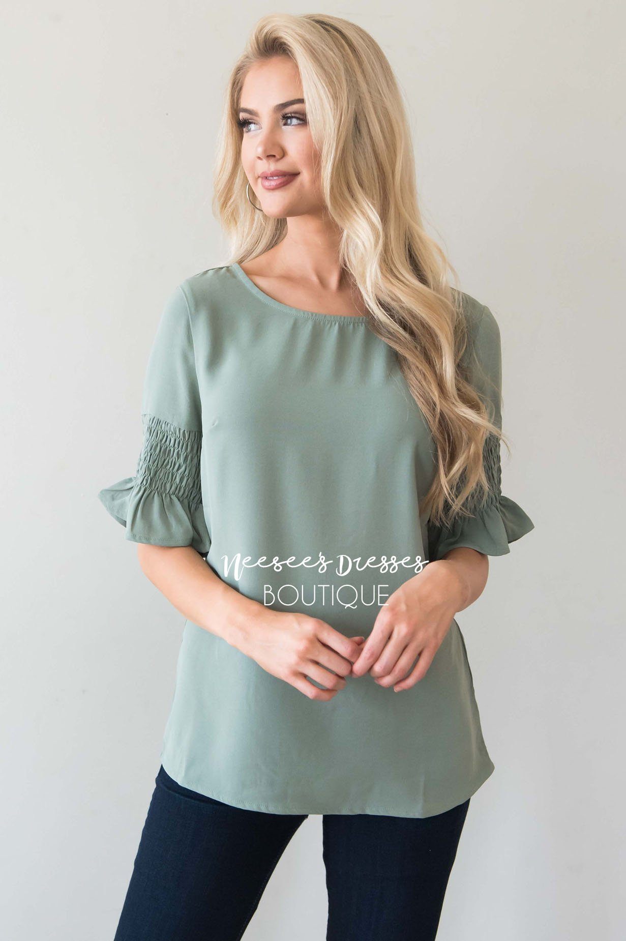 Something New Gathered Sleeve Top