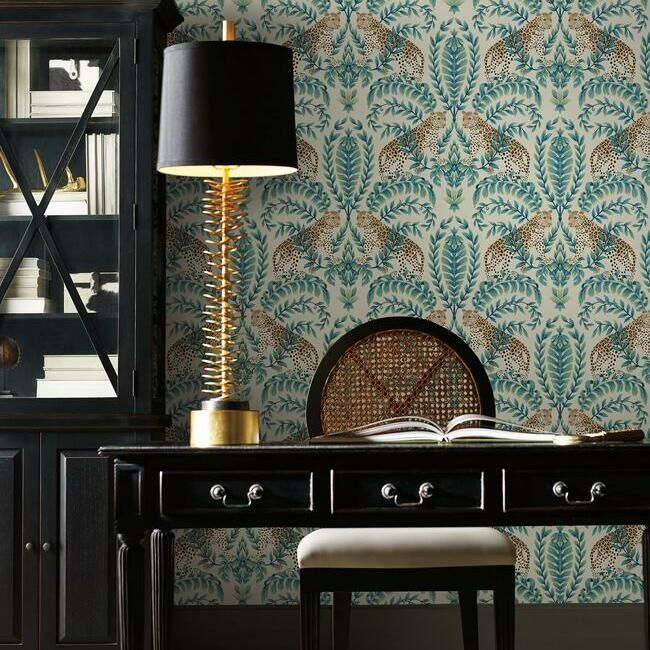 Jungle Leopard Wallpaper in Taupe from the 24 Karat Collection