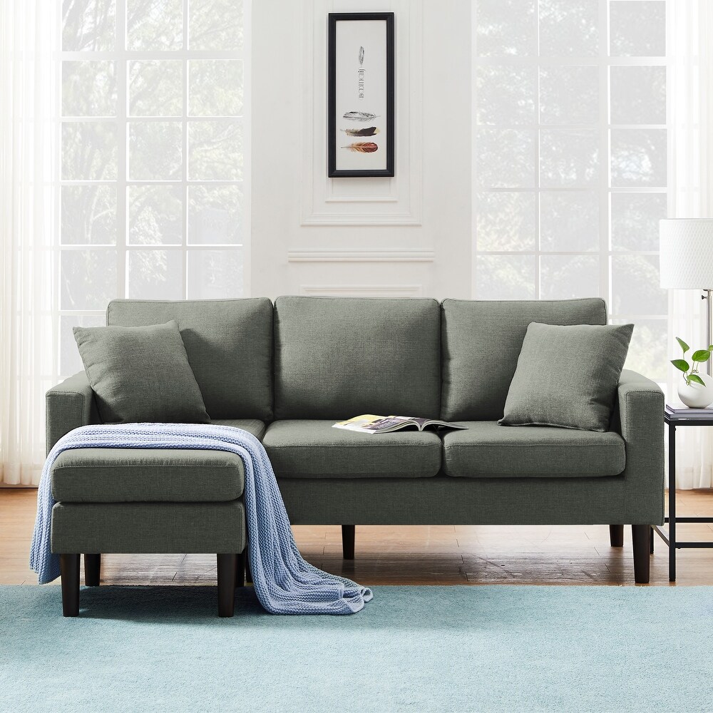 Reversible Sectional Sofa with Ottoman   2 Pillows for Small Space