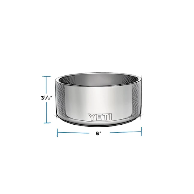 YETI Boomer 8， Stainless Steel， Non-Slip Dog Bowl， Holds 64 Ounces， Blue