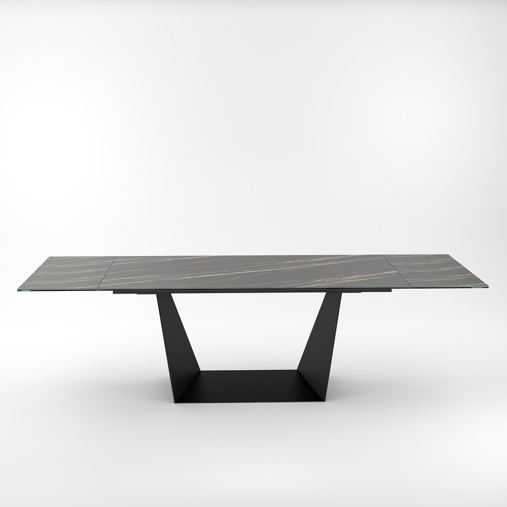 Davee Extendable Dining Table with Slate black Ceramic Top   106.3/70.87*35.43*29.53