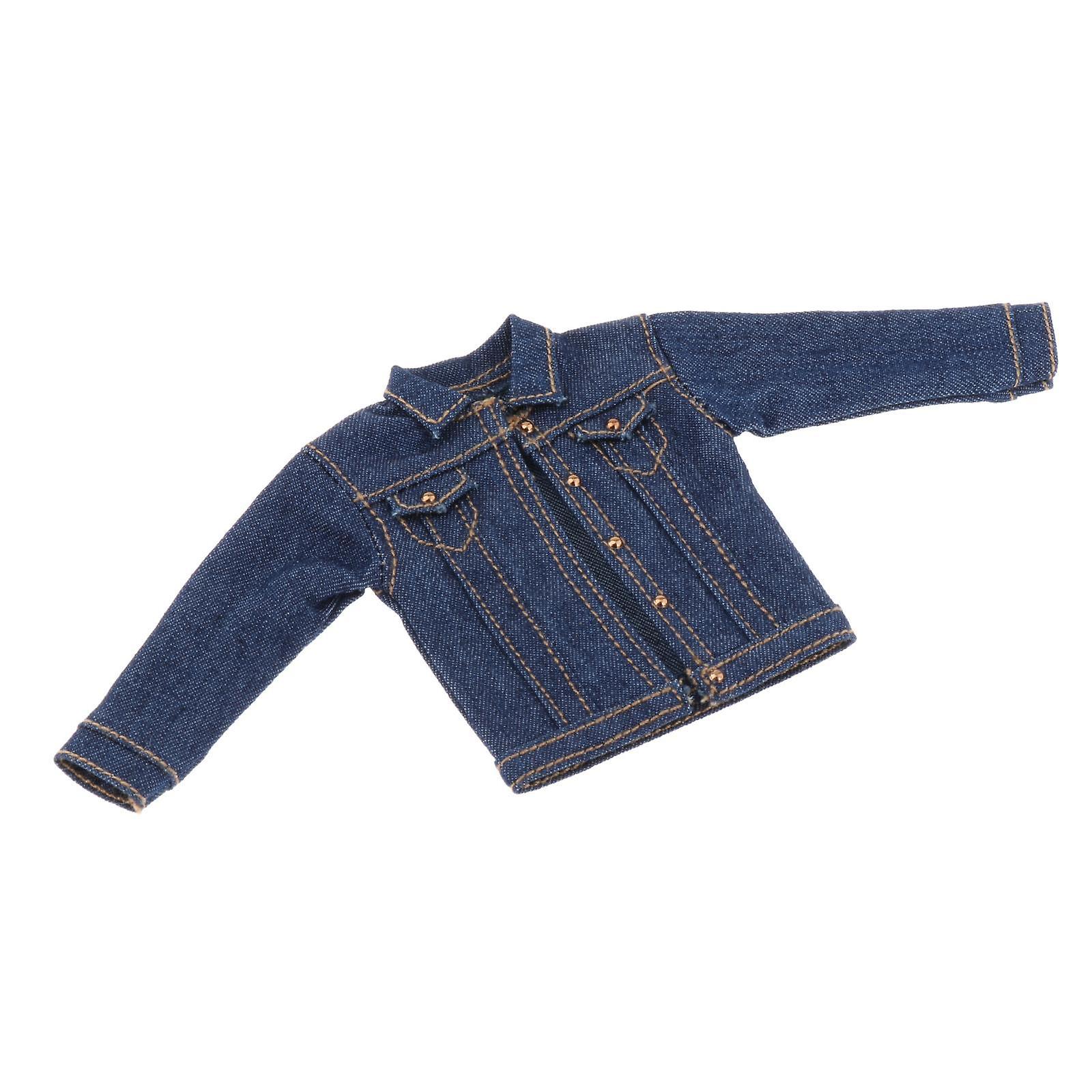 1/12 Male Denim Jacket Handmade Doll Clothes For 6in Action Figures Dress Up