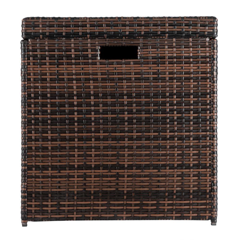 UBesGoo 135 Gallon Outdoor Patio Resin Wicker Deck Storage Box Brown