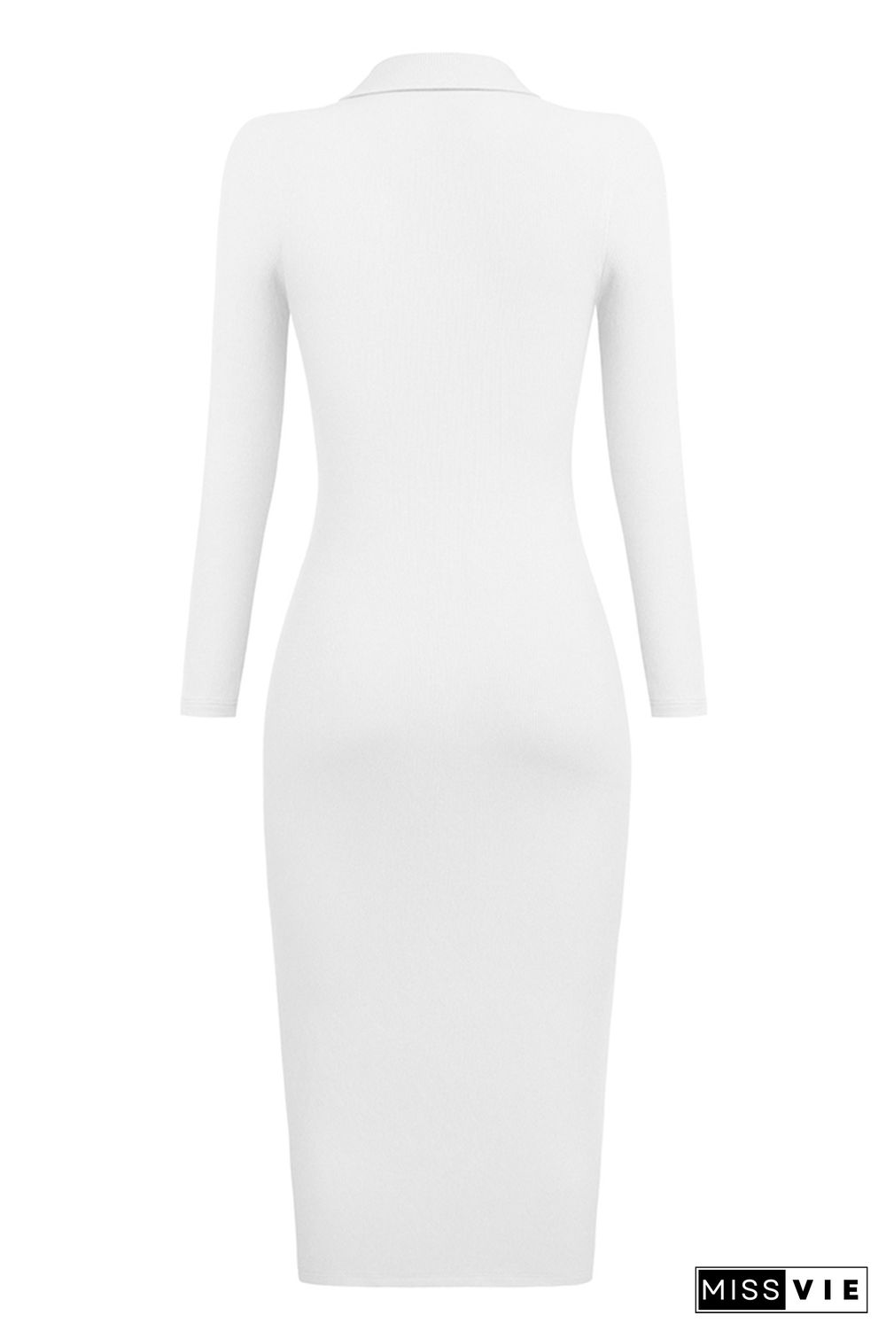 Plain Open Button Knit Midi Dress