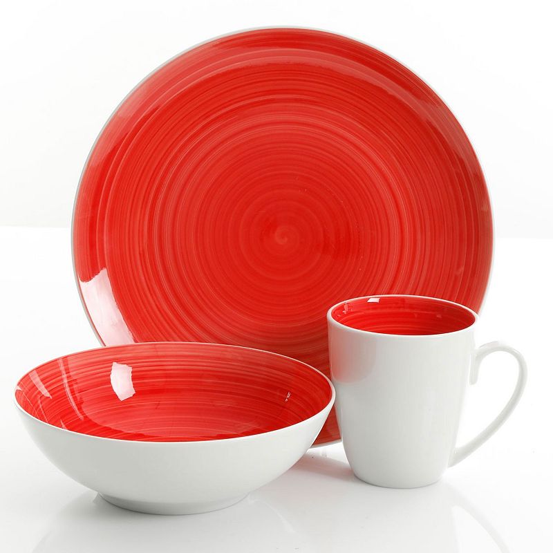 Gibson Everyday Crenshaw 12 Piece Round Ceramic Dinnerware Set in Assorted Colors， Service for 4