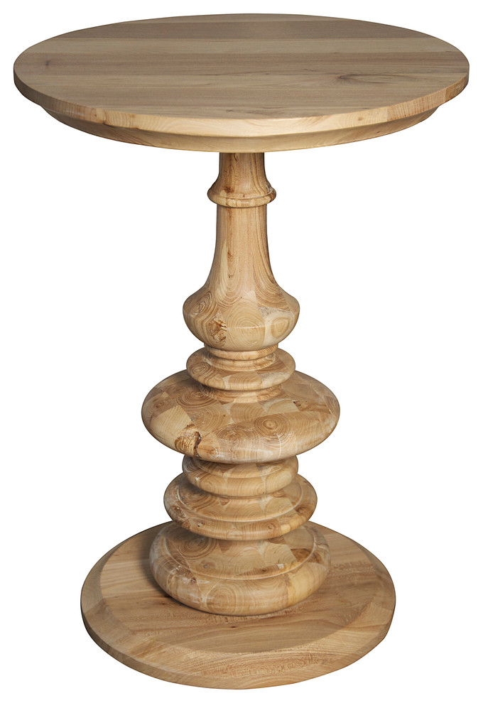 Old Elm Pedestal Side Table   Traditional   Side Tables And End Tables   by Noir  Houzz