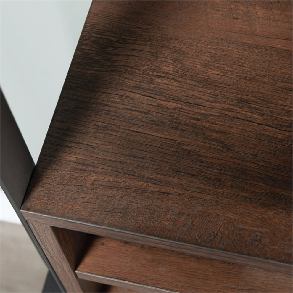 Sauder Briarbrook Engineered Wood and Metal Utility Hutch in Barrel Oak   Industrial   Bookcases   by Homesquare  Houzz