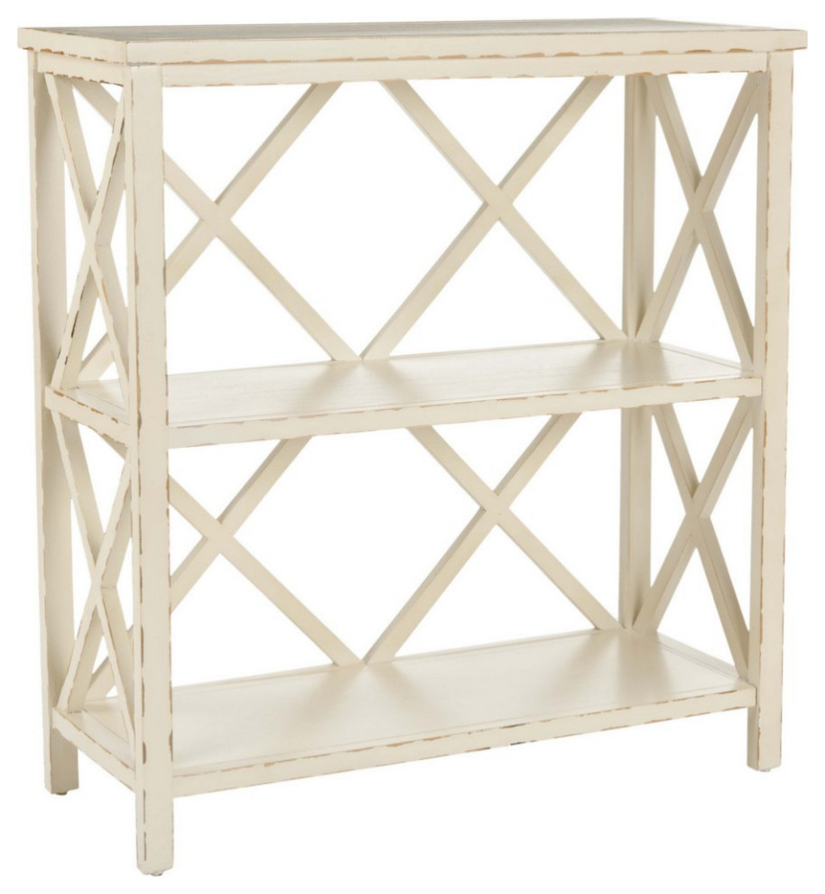 Saros Open Bookcase Vintage Cream   Farmhouse   Bookcases   by AED Luxury Home Decor  Houzz