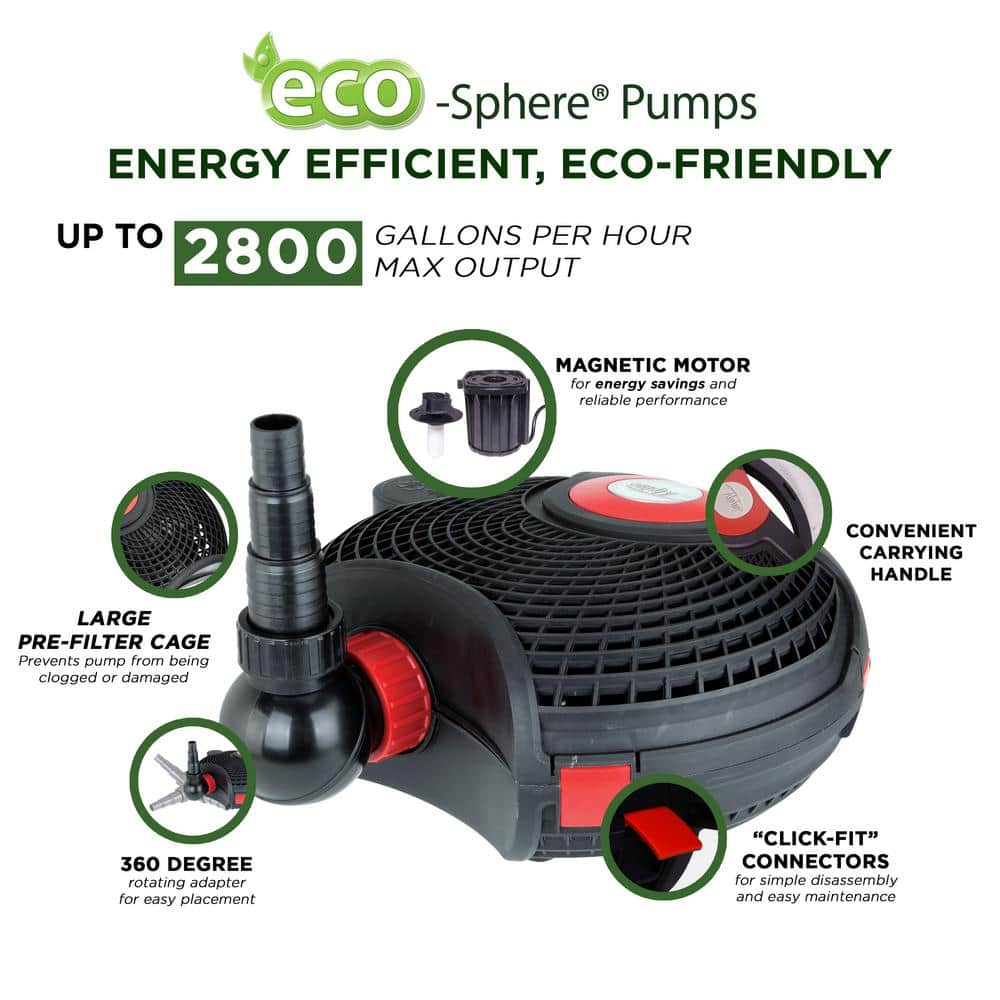 Alpine Corporation Eco-Sphere Energy-Saving Pump 2800GPH with 33' Cord PUR2800