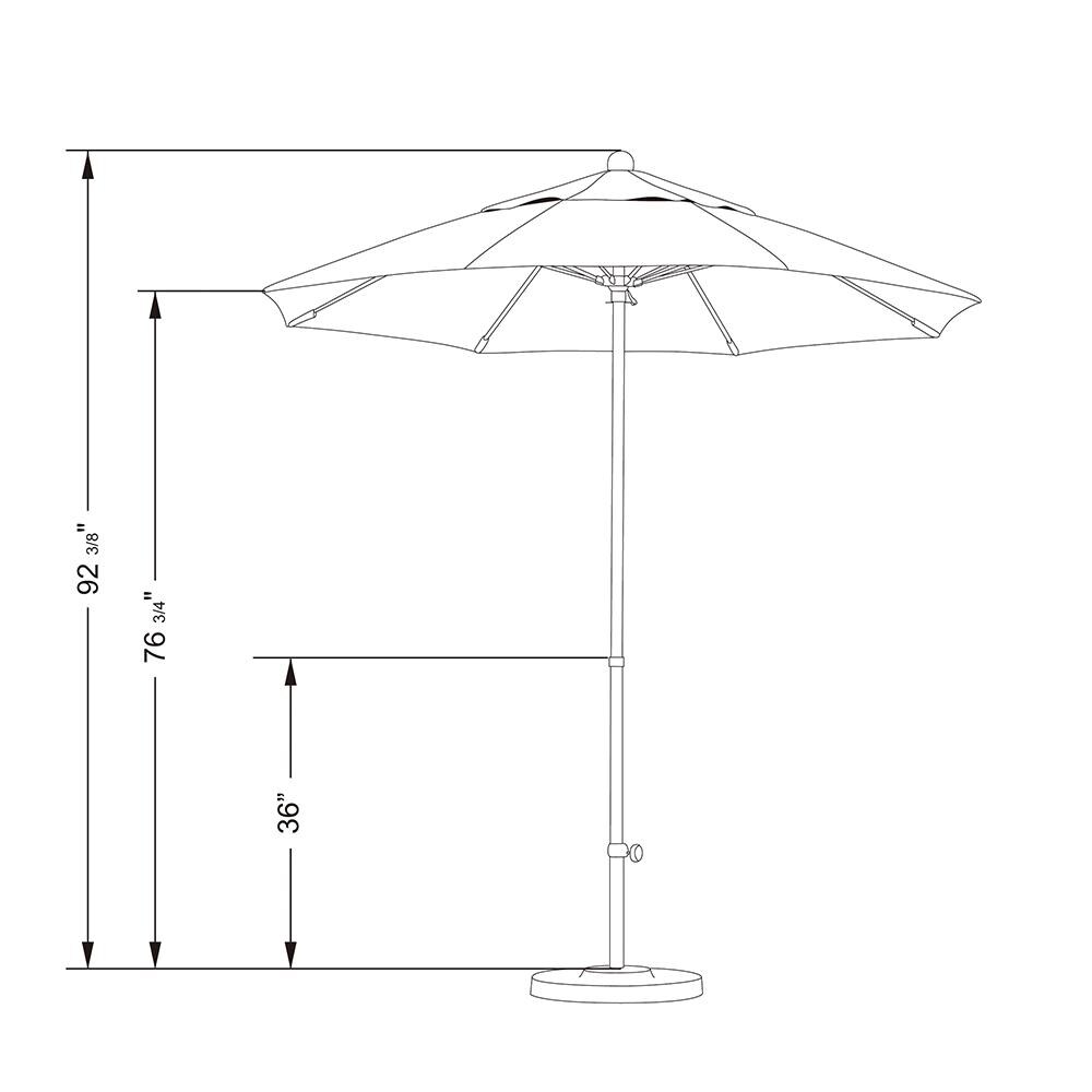 California Umbrella Oceanside Side 7.5 Ft Octagonal Fiberglass Patio Umbrella W/ Push Lift