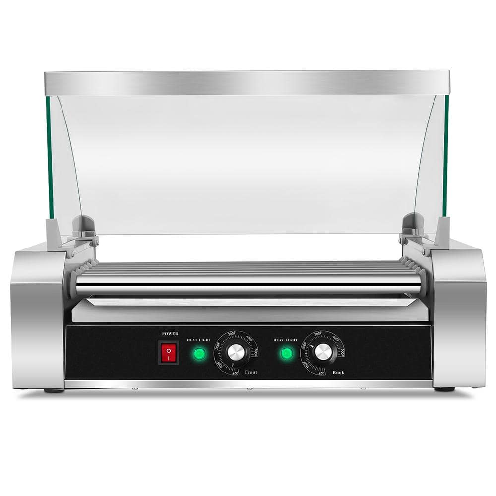 Costway 174 sq.in. Silver Stainless steel Roller Grill Cooker Machine w/Cover (7 Roller Grill) EP19235